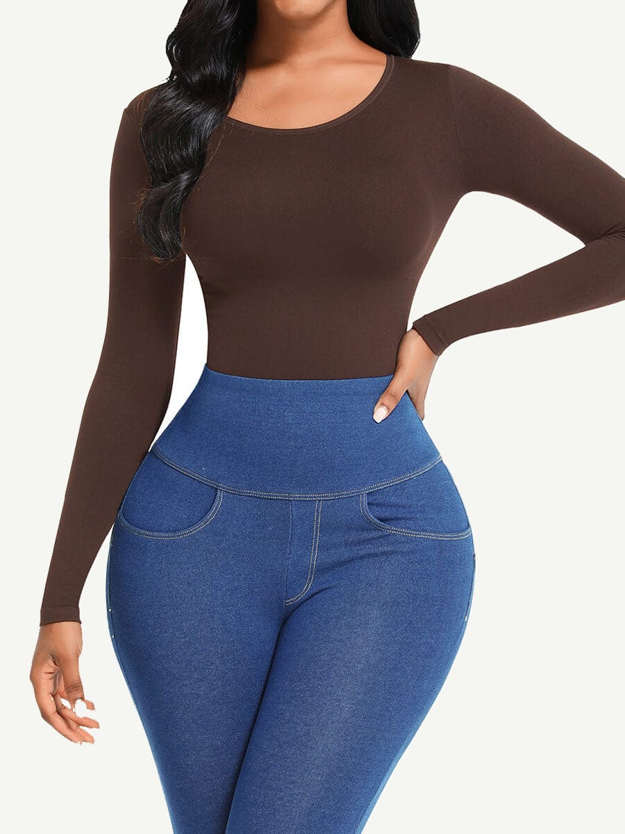 Long Sleeve Slim Corset Bodysuit